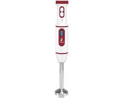 Dompelmixer - Staafmixer Snoerloos - Keukenwerk - Oplaadbaar Via USB - 60 Watt - Rood Wit