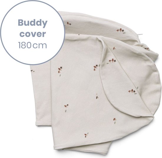 Doomoo Buddy Cover - Hoes voor Voedingskussen Buddy - Biologisch Katoen - 180 cm - Mushrooms van Doomoo