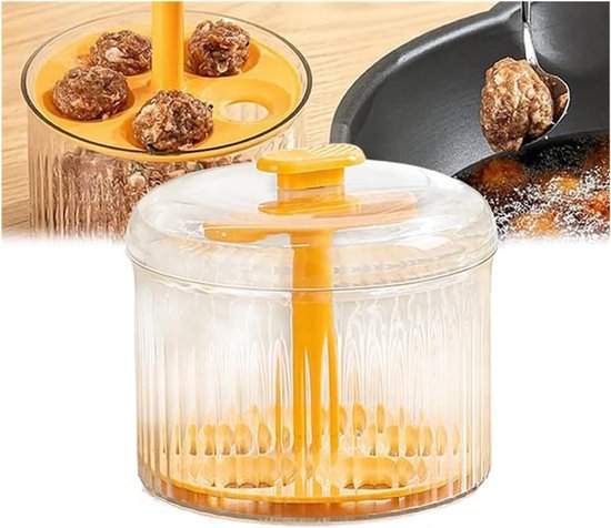 Doorschijnende gehaktbal Maker - Keuken Geëxtrudeerde -Gehaktbal Maken Gereedschap - Creatieve Keuken DIY Gehaktbal Maken Set - Crafting Perfect Gevormde en Uniforme Gehaktballen - Geel