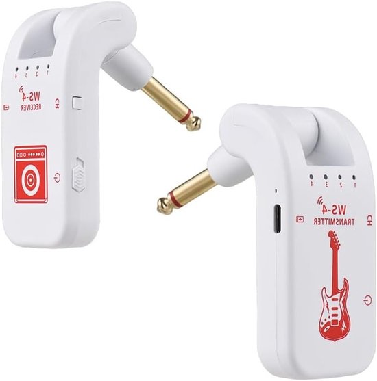 Draadloos Gitaar Systeem met Oplaadbare Zender en Ontvanger voor Elektrische Gitaar, Bas en Blazers - Plug and Play, 48K/16 Bit Geluidskwaliteit