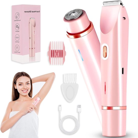 Draadloze 2-in-1 Elektrische Scheermachine voor Vrouwen, Intieme Zone en Bikinilijn Trimmer, Perfect voor een Zijdeachtige Huid