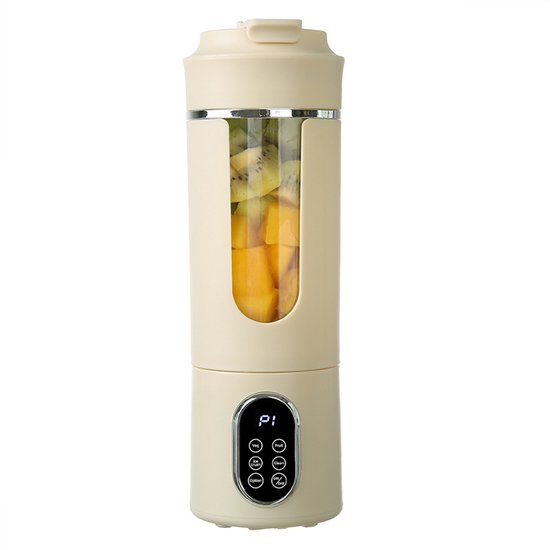 Draadloze Blender - Mini Blender - Smoothie Maker - Draagbare Blender - USB Oplaadbare Smoothie Beker - 530ML - 12 RVS Messen - Ice Crusher - 4 Programma's - Beige van Merkloos