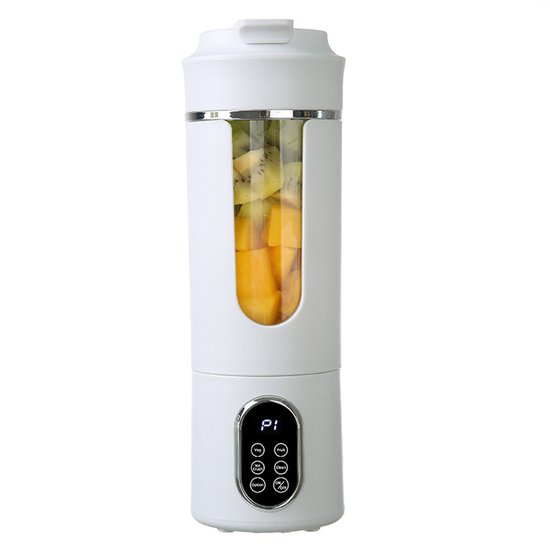Draadloze Blender - Mini Blender - Smoothie Maker - Draagbare Blender - USB Oplaadbare Smoothie Beker - 530ML - 12 RVS Messen - Ice Crusher - 4 Programma's - Wit van Merkloos