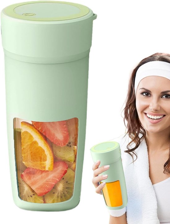 Draadloze Draagbare Blender in Mintgroen met 6 Roestvrijstalen Mesjes en Grote Inhoud – Oplaadbaar, voor Smoothies, Verse Sappen & Onderweg van Merkloos
