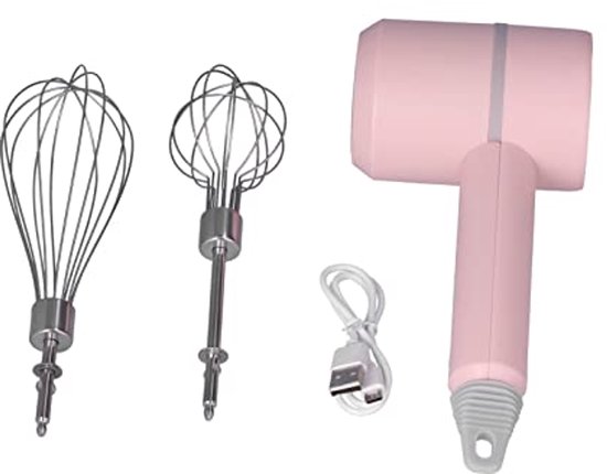 Draadloze Elektrische Handmixer met Roestvrijstalen Garde - Multifunctionele Staafmixer in Roze van Merkloos