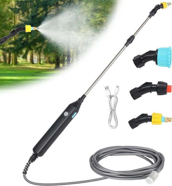 Draadloze elektrische plantenspuit met 3 verstelbare spuitmonden en 5 meter slang voor tuin, gazon en onkruidbestrijding