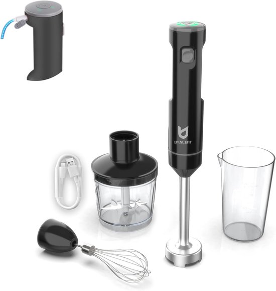 Draadloze Handblender met Oplaadfunctie en Snellader - Mixen, Kloppen, en Opkloppen voor Smoothies, Babyvoeding en Soepen van Merkloos