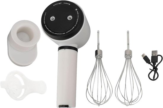 Draadloze Handmixer - Elektrische klopper - Bakken en Keuken - Dubbele RVS Opzetstukken - 20x10x9 cm - Wit