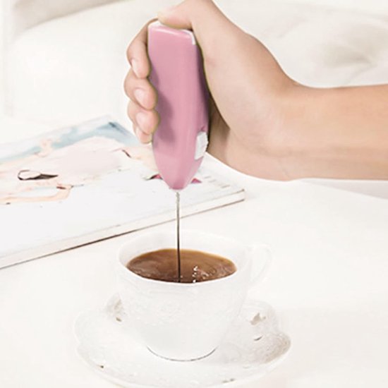 Draadloze Handmixer - Elektrische Klopper - Snel Ingrediënten Mixen - Werkt op Batterijen - 20 cm - Roze