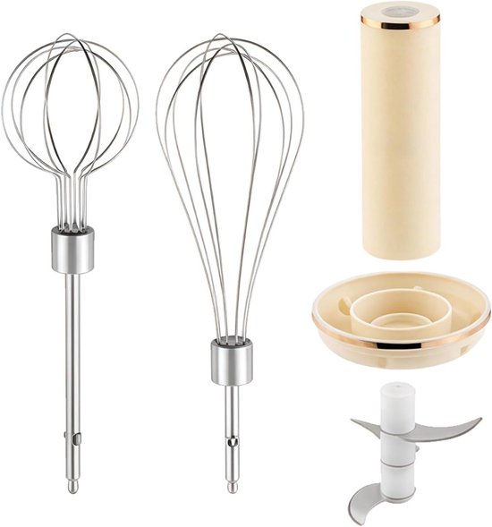 Draadloze Handmixer - Keukenapparaat - Bakken En Koken - 4-in-1 Functionaliteit - 300ml Cup - Beige
