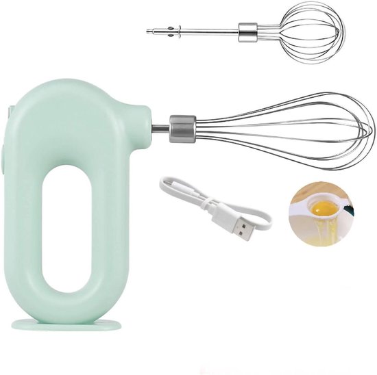 Draadloze Handmixer - Mini Klopper - Keuken Mixen - Vier Snelheden - 19 cm Hoogte - Groen