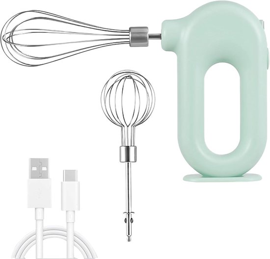 Draadloze Handmixer - Wit - Mini Elektrische Mixapparaat - Oplaadbare Eiklopper met 4 Snelheidsmodi - Voor Huishoudelijk Gebruik