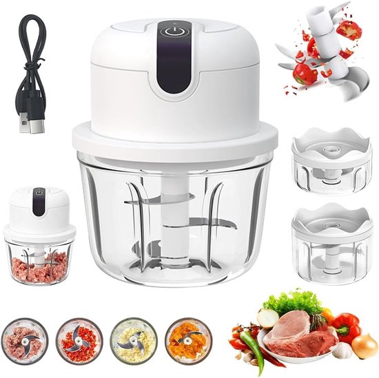 Draadloze Mini Uien Snijder - Elektrische Keuken Chopper met USB Oplading voor Uien, Fruit, Noten en Vlees