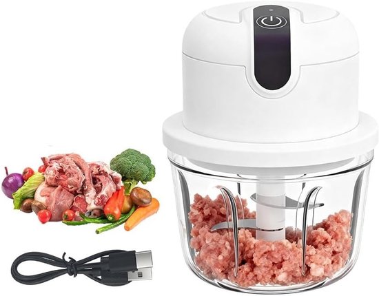Draadloze Mini Uienhakker met USB Opladen - Elektrische Keuken Slicer voor Uien, Noten en Vlees