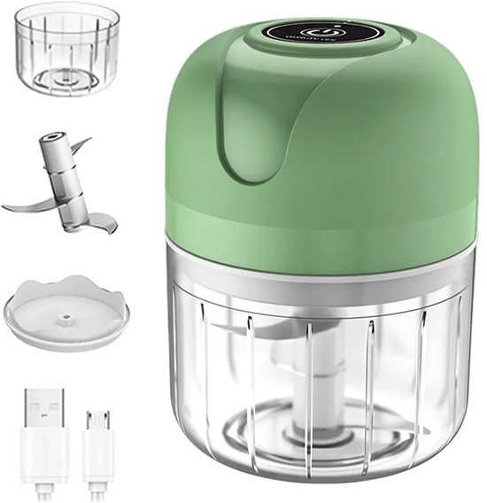 Draadloze miniblender van 250 ml, oplaadbaar via USB, 80 watt, 3 messen, perfect Geschikt voor in de keuken.