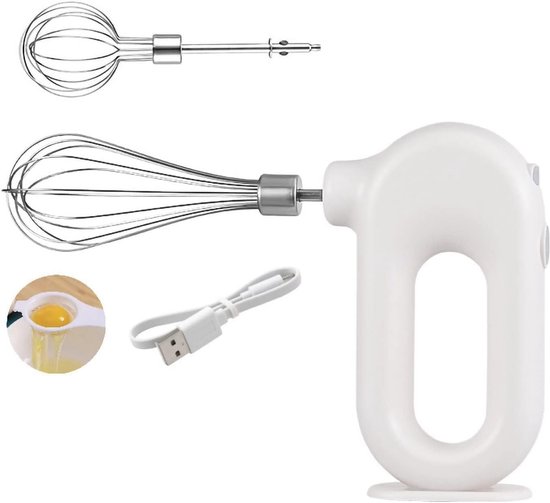 Draadloze Mixer - Eierklopper - Beslag Maken - 4 Snelheden - 1500mAh Batterij - Wit