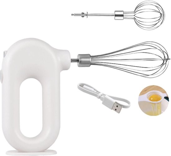 Draadloze Mixer - Keukenapparaat - Beslag Maken - 4 Snelheden Instelbaar - 1500mAh Batterij - Wit