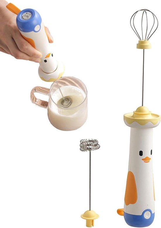Draadloze Mixer - Mini Garde - Bakken en Koken - Stille Motor - 5.5 x 12 x 5.5 cm - Wit