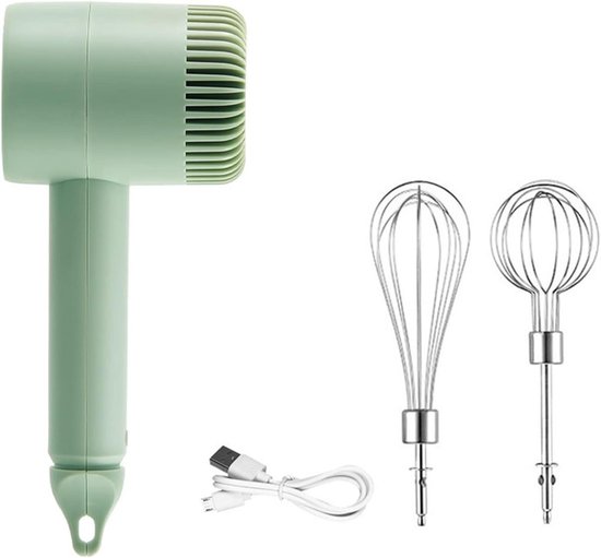 Draadloze Mixer - Mini Mixer Elektrisch - Bakken en Mixen - Roestvrijstalen garde - 94 x 64 x 205mm - Groen