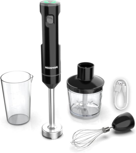 Draadloze Staafmixer - Keuken Blender - Gezond Eten Maken - Variabele Snelheid - 600 ml Capaciteit - Zwart