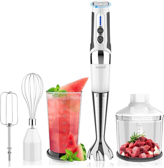 Draadloze Staafmixer - Keukenmixer - Eten Bereiden - 21 Snelheden - 700 ml - Wit