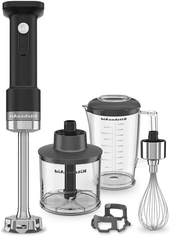 Draadloze Staafmixer - Keukenmixer - Eten Bereiden - Variabele Snelheid - 1 Liter Pot - Mat Zwart