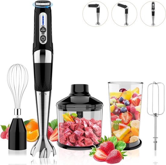 Draadloze Staafmixer - Mixer Op Batterijen - Keuken Assistent - 4-in-1 Functie - 700 ml - Zwart