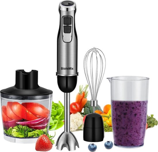 Draadloze Staafmixer Set - Hand Blender met Hakmolen - Inclusief Maatbeker - 1200W
