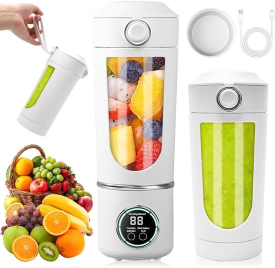 Draagbare 700ml Smoothie Mixer met 12 RVS Messen en Digitale Display, Oplaadbare Mini Blender voor Shakes en Smoothies, Ideaal voor Reizen en Fitness