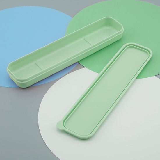 Draagbare bestekdoos van 24 cm voor tafelgerei, ideaal voor reizen, kamperen en picknicken - met vork, lepel en eetstokjes (Groen) van Merkloos
