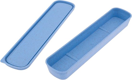 Draagbare Bestekdoos voor Reizen - Tableware Opbergdoos voor Bestekset, Compact en Handig, 9.86x2.4 inch (Blauw) van Merkloos