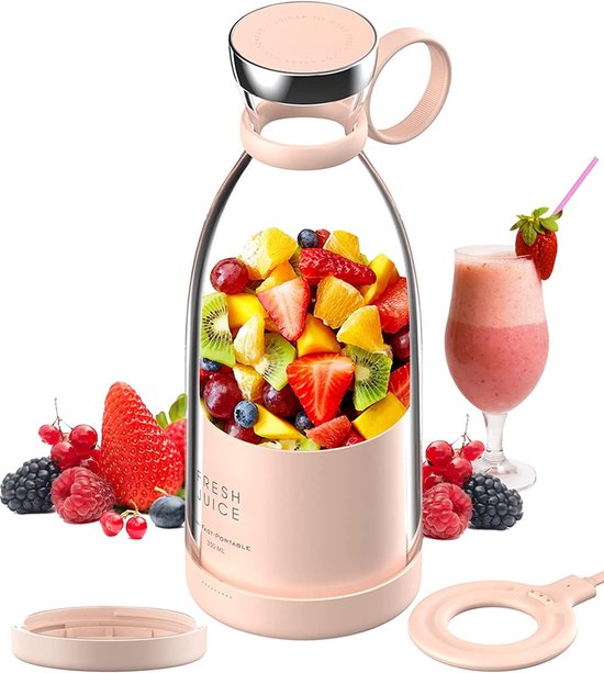 Draagbare blender - 350 ml - USB oplaadbaar - Roze