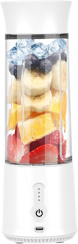 Draagbare blender 500 Ml – Portable blender - Krachtige 6 messen - Met 4000 mah - Mini blender voor shakes en proteïnedranken - Sapcentrifuge - Wit van Merkloos