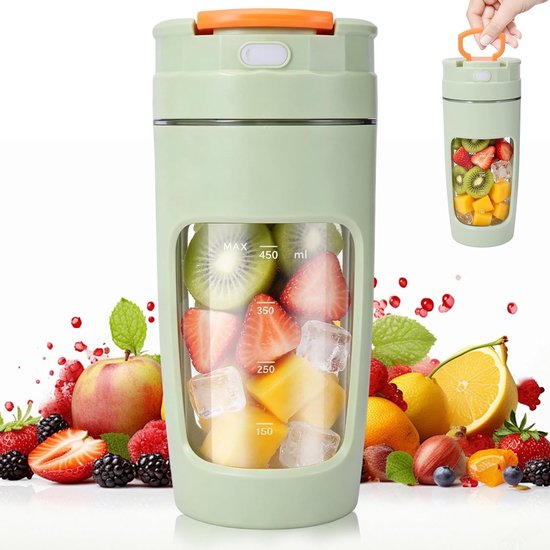 Draagbare Blender 500ML - Mini Smoothiemaker met RVS Messen, Oplaadbaar en Draadloos, Perfect voor Smoothies, Shakes en IJs met Lekvrije Deksel