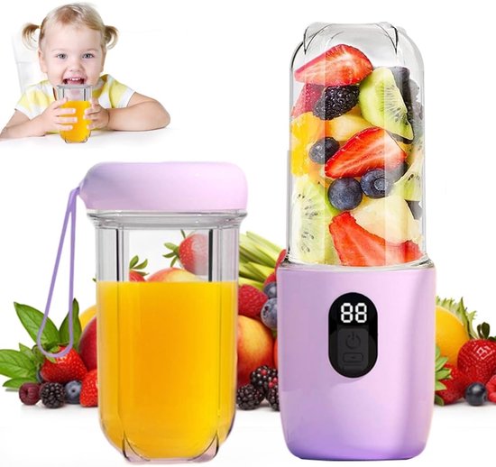 Draagbare Blender 500ml, oplaadbare mini Smoothie-mixer met 16 messen, voor reizen, keuken - mini mixer voor fruit, smoothies, milkshakes van Merkloos