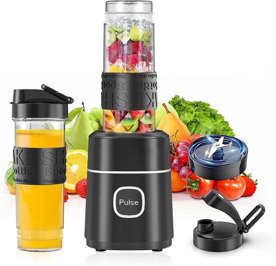 Draagbare Blender 500W met 2x 570ml Tritan Beker - RVS Messen - Stil en Makkelijk Schoon te Maken