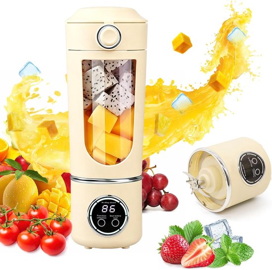 Draagbare blender 700ml in beige voor smoothies, shakes en babyvoeding
