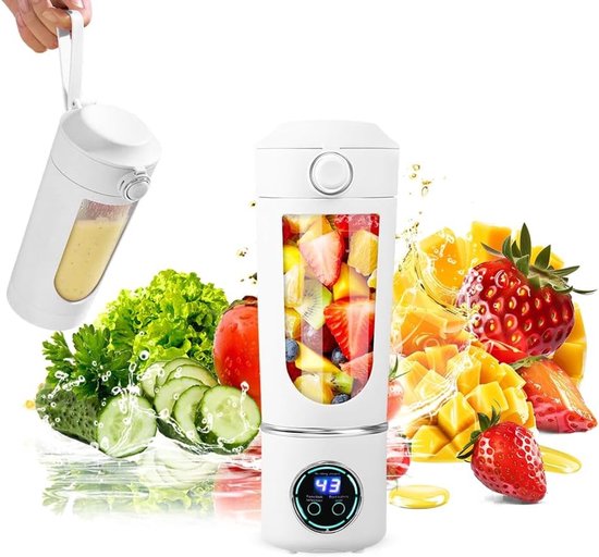 Draagbare Blender 700ML - Oplaadbare Smoothie Maker met 12 RVS Messen voor Shakes en Smoothies, Ideaal voor Thuis, Kantoor en Sportactiviteiten