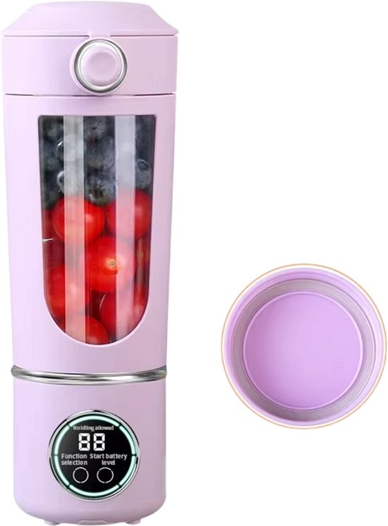Draagbare Blender 700ML – Smoothie Maker en Juicer 2-in-1 met 12 Messen, USB Oplaadbare Mini Blender voor Shakes, Smoothies en Fruitmix - Paars van Merkloos