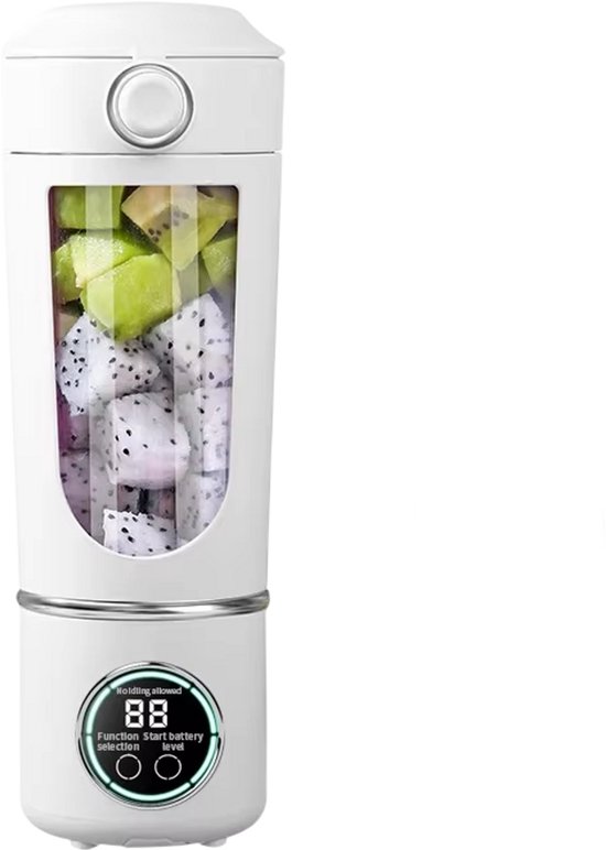 Draagbare Blender 700ML – Smoothie Maker en Juicer 2-in-1 met 12 Messen, USB Oplaadbare Mini Blender voor Shakes, Smoothies en Fruitmix - Wit van Merkloos