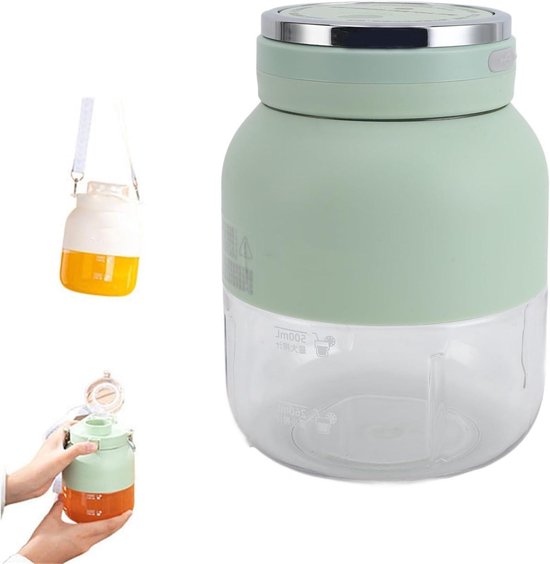 Draagbare Blender Beker - Mini Juicer Fles - Gezonde Drankjes Maken - Dubbel Gebruik Deksel - 500 Ml - Wit