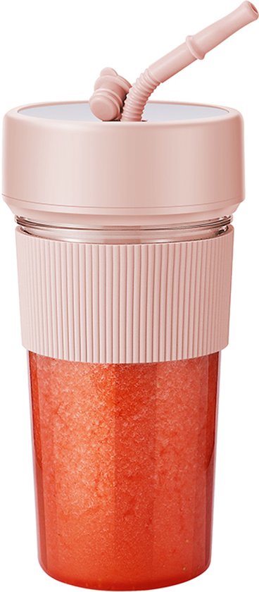 Draagbare Blender Cup 350 ml – JuiceCap met Rietje – USB-C Oplaadbaar – Mini Smoothie Maker voor Onderweg van Merkloos