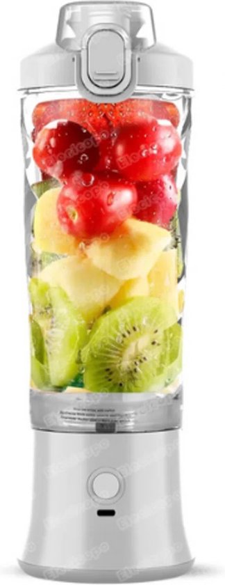 Draagbare Blender - Draadloze Blender - Blender To Go - 6 messen - Smoothies Maker - USB Oplaadbaar - 600 ML - Wit van Merkloos