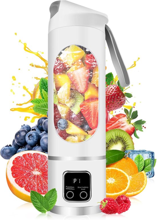 Draagbare Blender - Elektrische USB Sapmachine - 500ML - Voor Shakes en Smoothies - Compact Handig en Veelzijdig - Wit van Merkloos