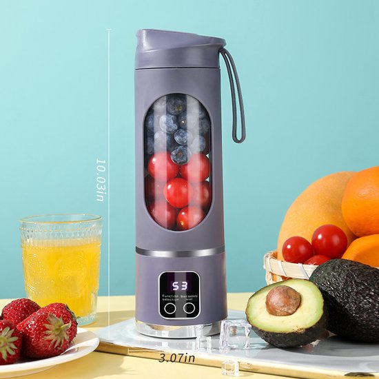 Draagbare Blender en Sapcentrifuge met USB-oplaadfunctie - On the Go Blender - Gemakkelijk schoon te maken - Paars van Merkloos