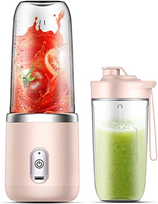 Draagbare Blender Flessen - Smoothie Maker To Go - Gezondheid En Energie - Krachtige 40W Motor - 2x 450ml - Wit van Merkloos