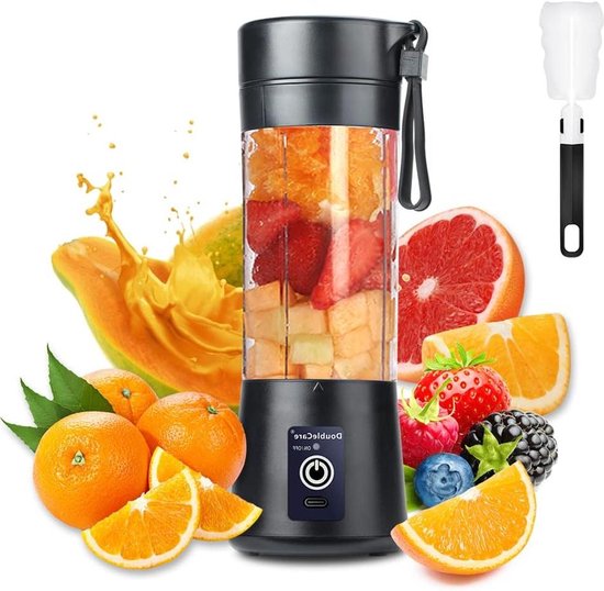 Draagbare Blender - Mini Blender USB - Smoothies Maken - Zes RVS Bladen - 380ml - Blauw