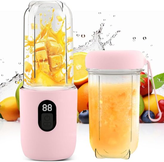 Draagbare Blender - Mini Mixer - Gezonde Drankjes Maken - Automatische Reiniging - 500 ml Capaciteit - Roze van Merkloos