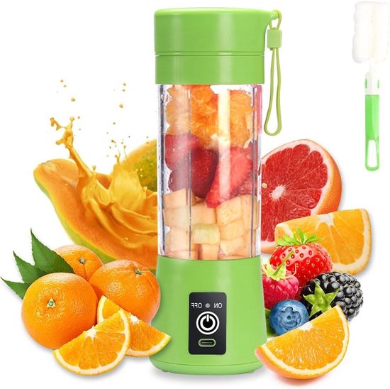 Draagbare Blender - Mini Mixer - Gezonde Drankjes Maken - Veilige Magneet Switch - 380 ml - Groen