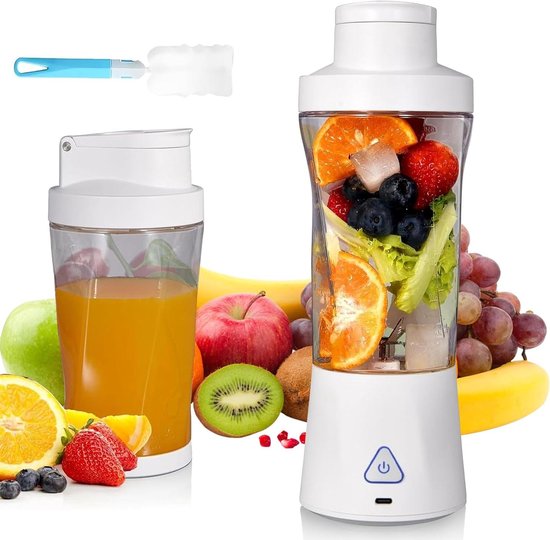 Draagbare Blender - Mini Mixer Smoothies - Gezonde Drankjes Maken - 6 Roestvrij Stalen Messen - 700 ml - Wit